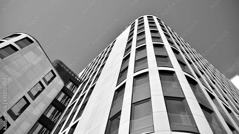 Abstract modern architecture with high contrast black and white tone. Architecture of geometry at gl