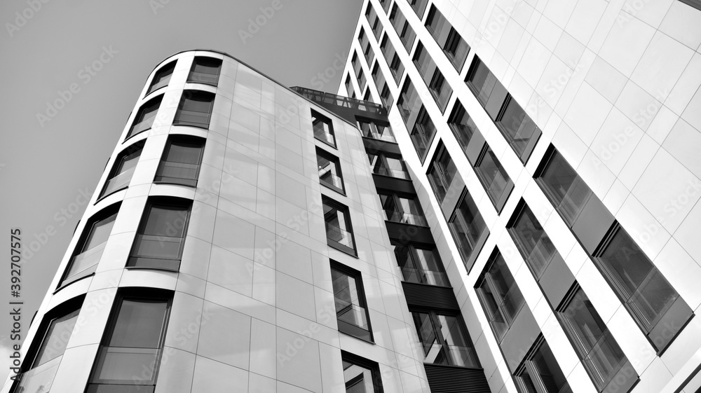 Abstract modern architecture with high contrast black and white tone. Architecture of geometry at gl