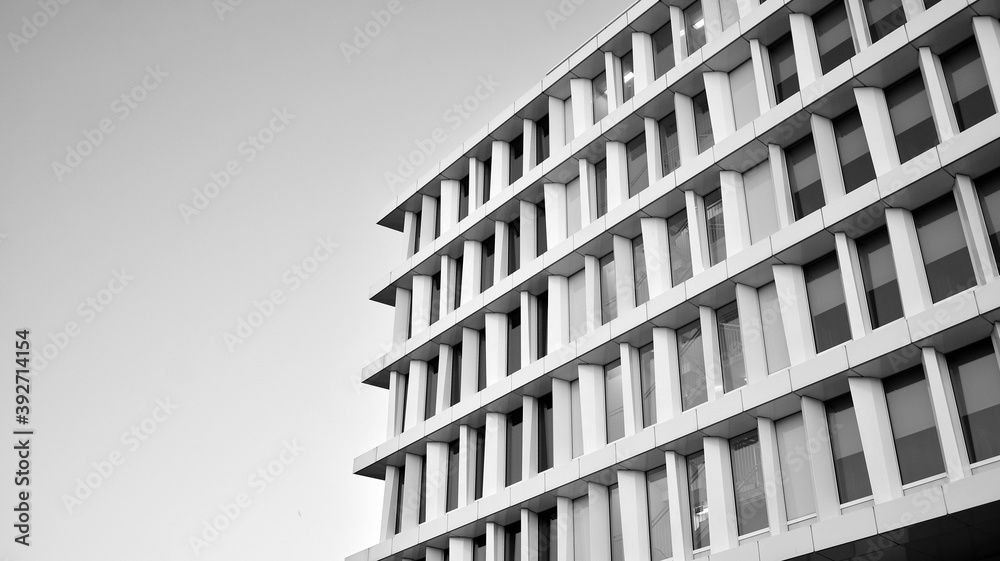 Abstract modern architecture with high contrast black and white tone. Architecture of geometry at gl