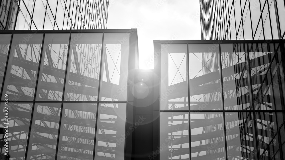 Abstract modern architecture with high contrast black and white tone. Architecture of geometry at gl