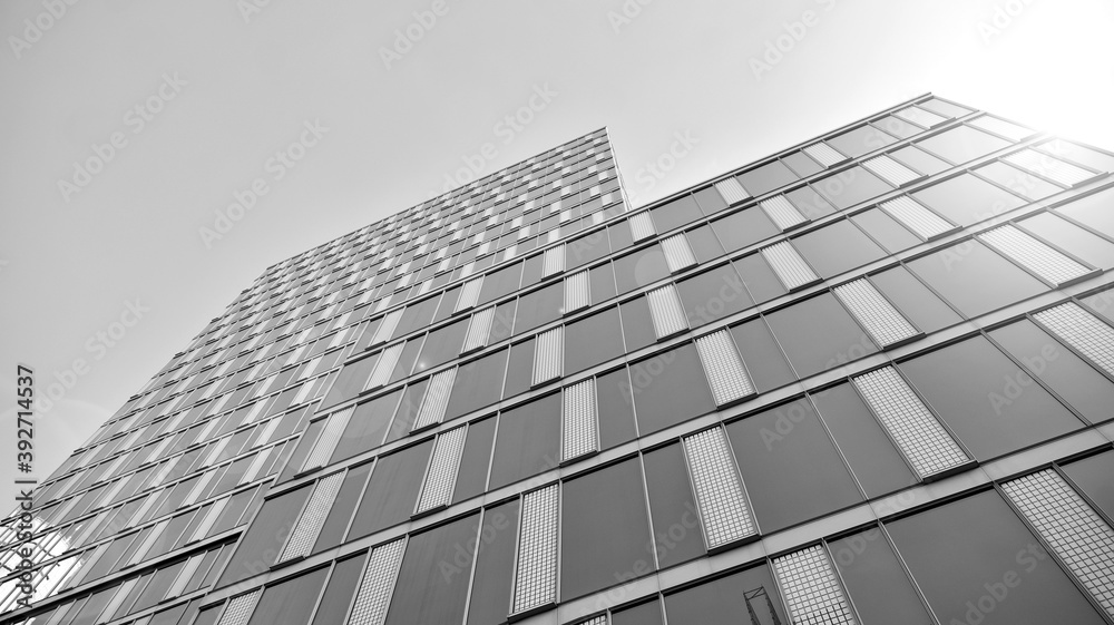 Abstract modern architecture with high contrast black and white tone. Architecture of geometry at gl