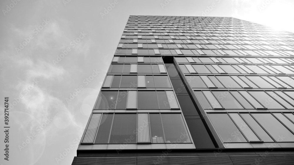 Abstract modern architecture with high contrast black and white tone. Architecture of geometry at gl