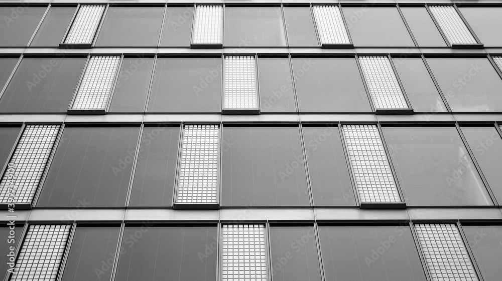 Abstract modern architecture with high contrast black and white tone. Architecture of geometry at gl