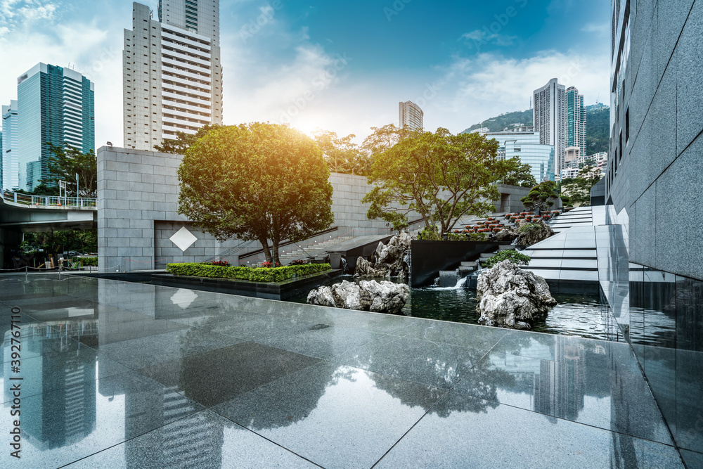 香港街景与摩天大楼玻璃