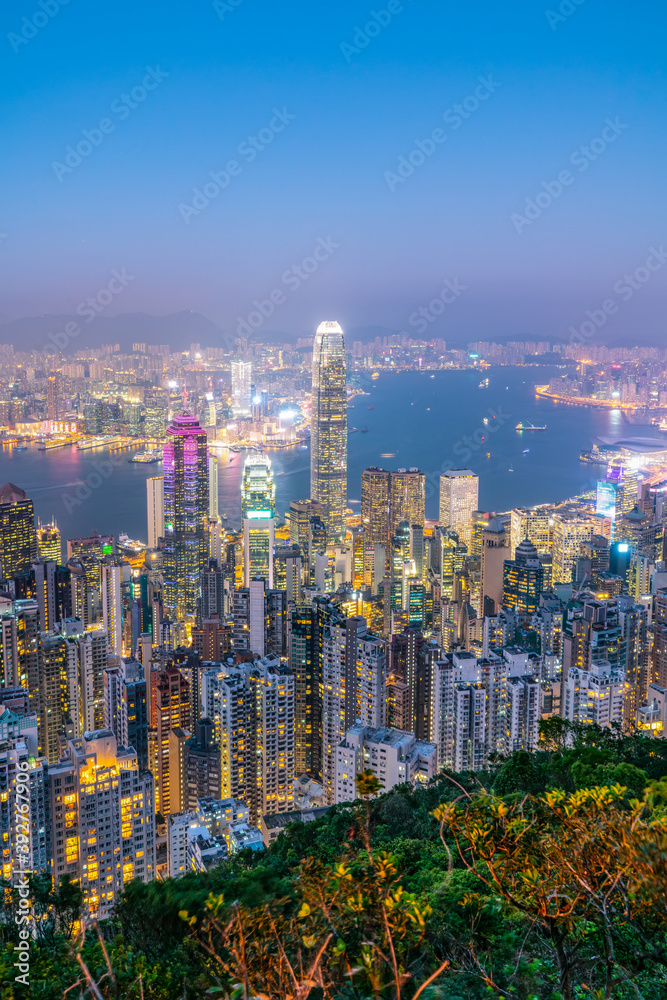 Hong Kong Architectural Landscape skyline night view