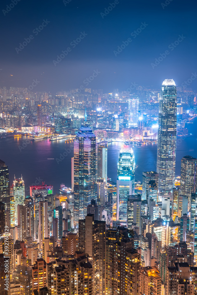 Hong Kong Architectural Landscape skyline night view