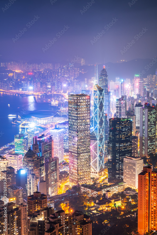 Hong Kong Architectural Landscape skyline night view