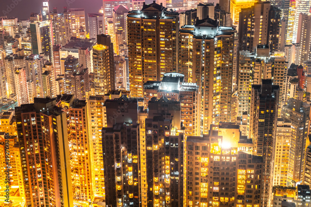 Hong Kong Architectural Landscape skyline night view