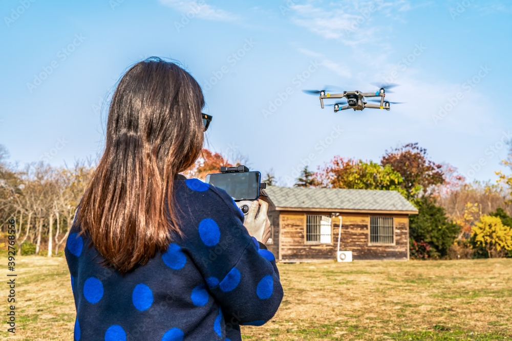 Drones and camera women in the park