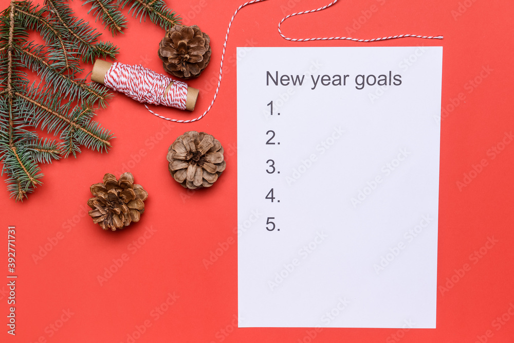 Empty to do list on new year on color background