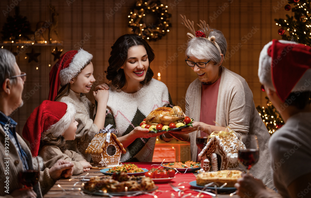 family celebrating Christmas