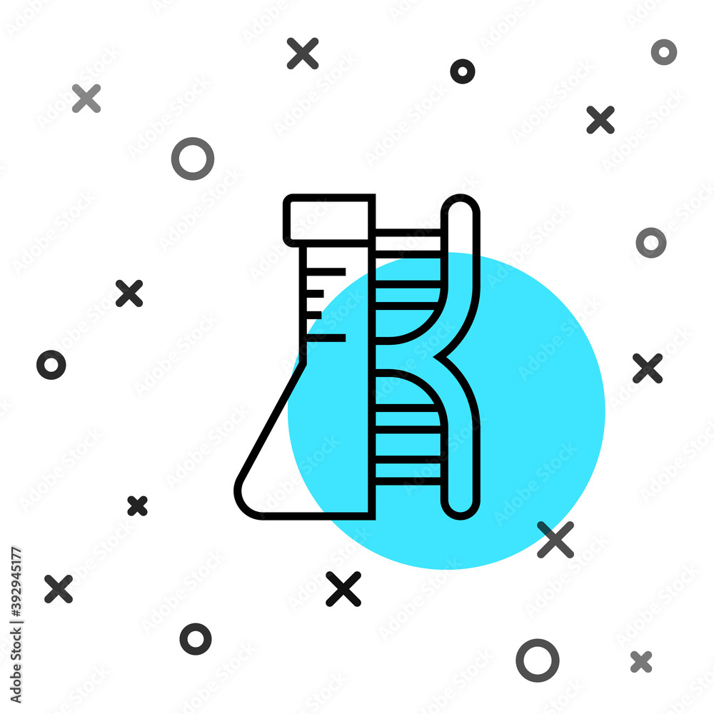 黑线DNA研究，白色背景下分离的搜索图标。基因工程，遗传学tes