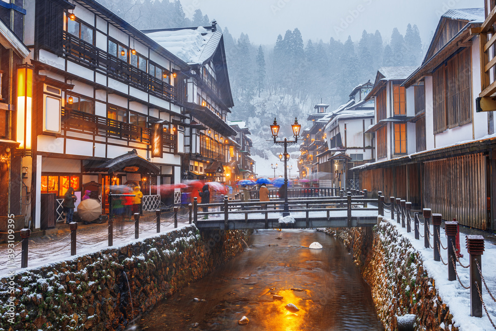 冬天的日本Obanazawa银山温泉