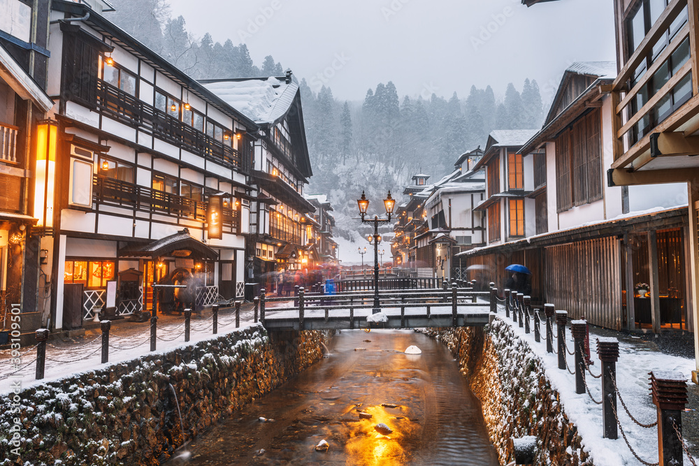 冬天的日本Obanazawa银山温泉