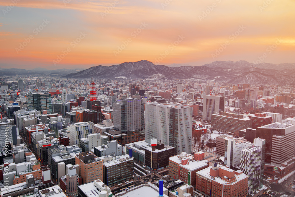 日本北海道札幌市中心天际线