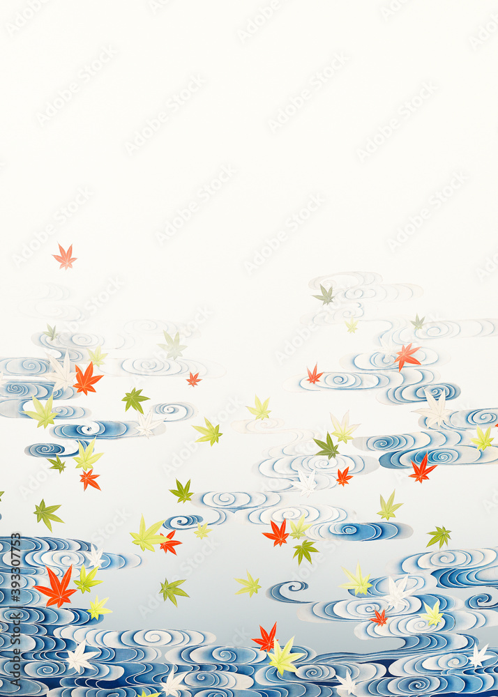 Maple leaves with swirls background