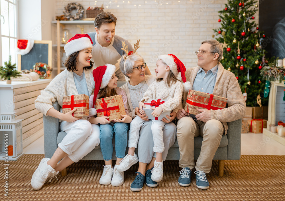 family celebrating Christmas