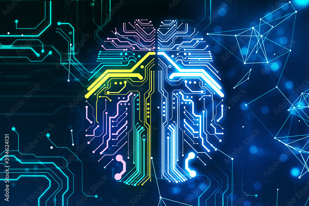 Abstract circuit brain hologram