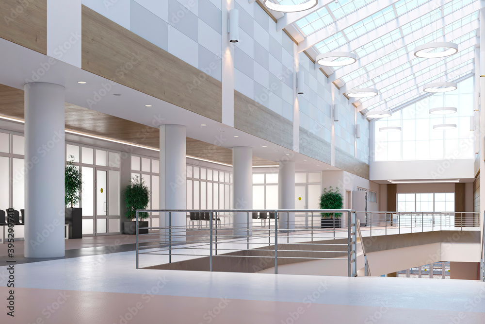 school hall interior 3d illustration