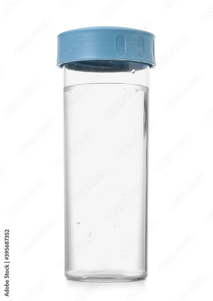 Bottle of clean water on white background