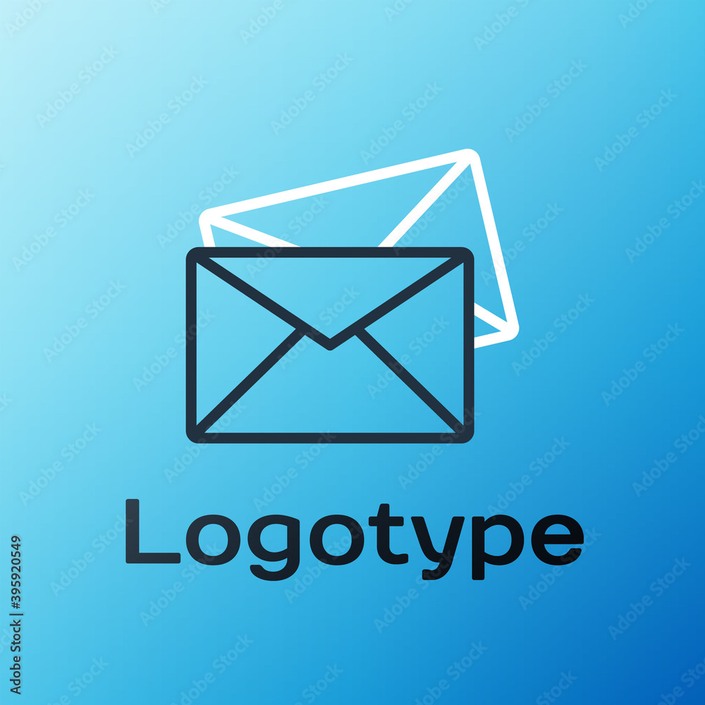 Line Envelope icon isolated on blue background. Email message letter symbol. Colorful outline concep