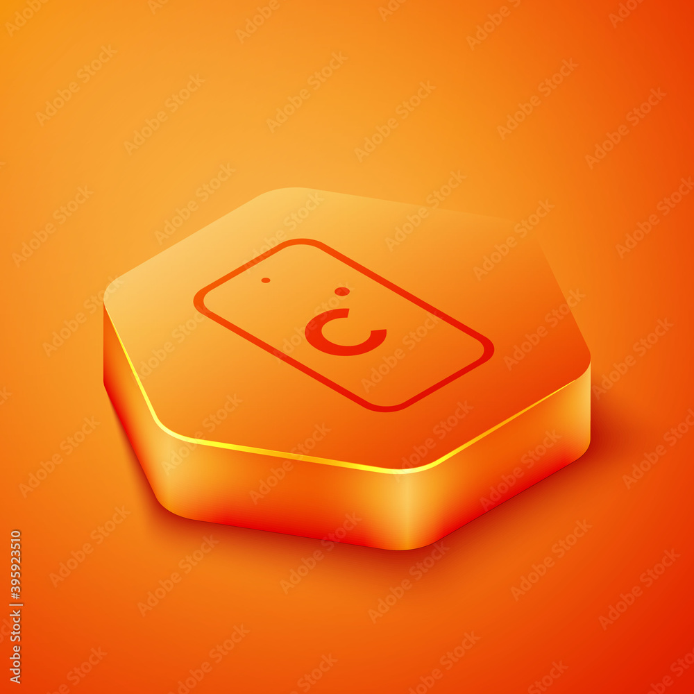 Isometric Celsius icon isolated on orange background. Orange hexagon button. Vector.