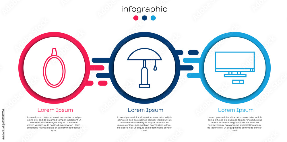 设置行镜像、台灯和智能电视。商业信息图模板。矢量。