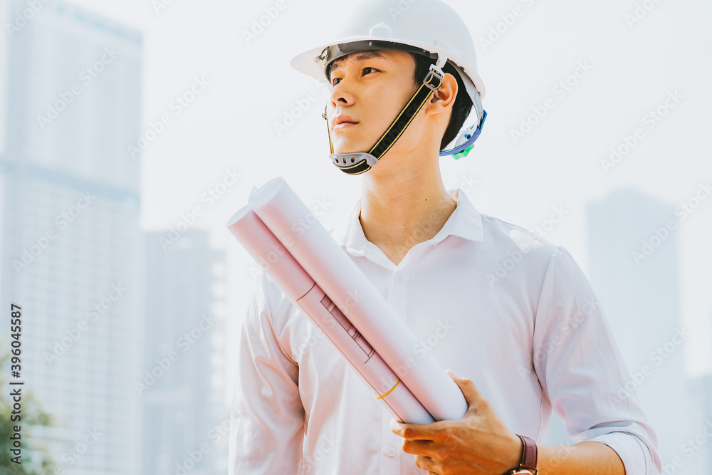 Asian construction engineers are doing experimental tests at the site