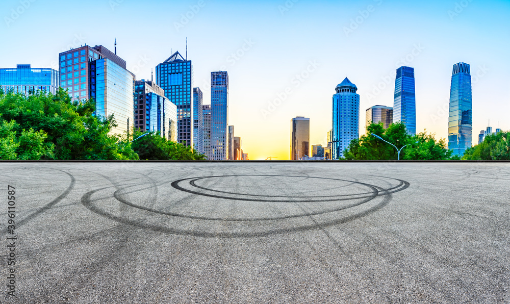 Asphalt road and modern city commercial buildings in Beijing,China.