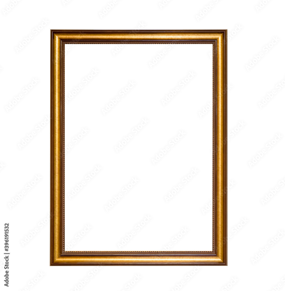 Old wood Antique Golden frame isolated on white background. Save with clipping path.