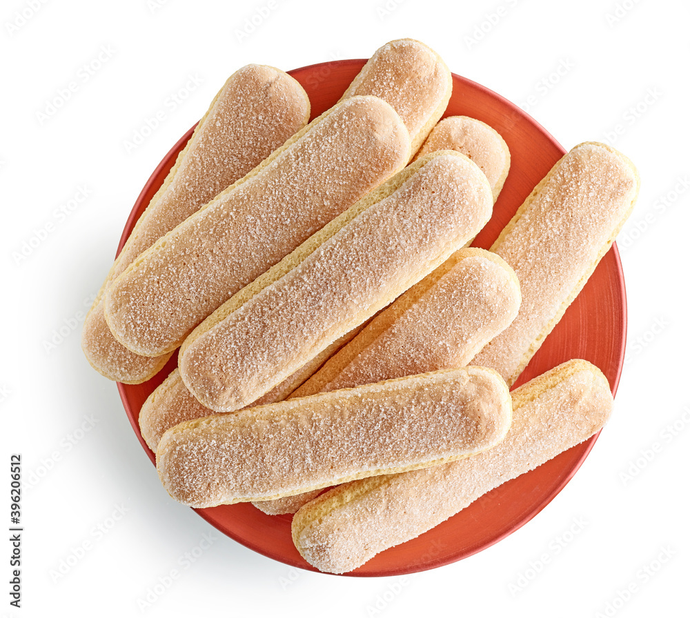 Ladyfinger cookies isolated on white background