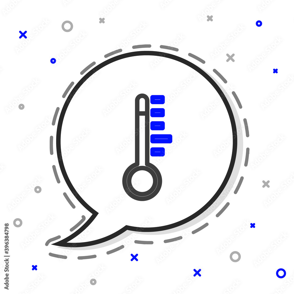 线气象温度计测量图标隔离在白色背景上。温度计设备显示
