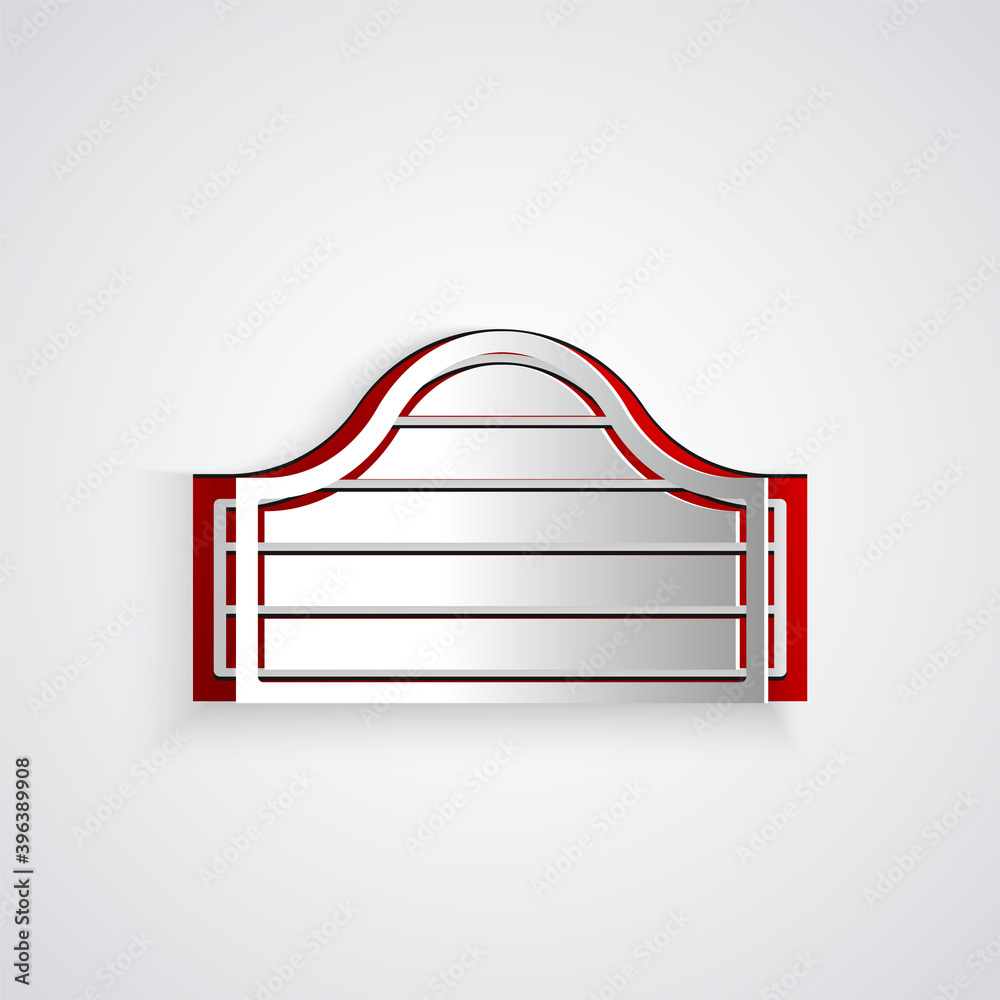 Paper cut Old western swinging saloon door icon isolated on grey background. Paper art style. Vector