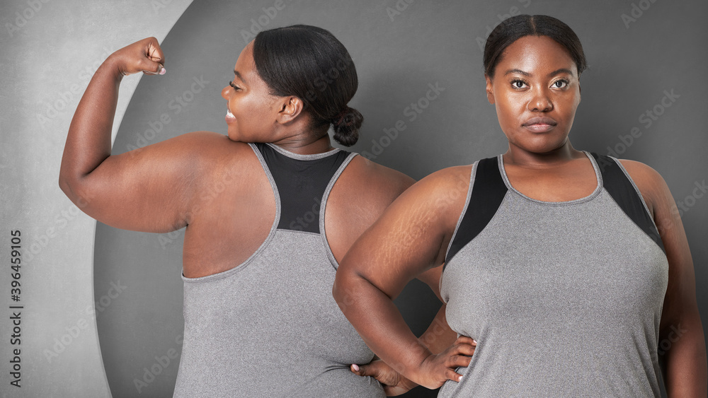 Plus size sportswear apparel womens fashion studio shot