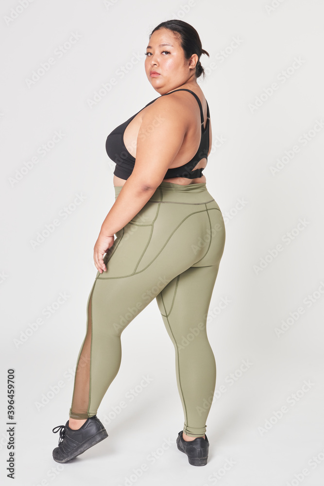 Body positivity curvy woman sportswear outfit