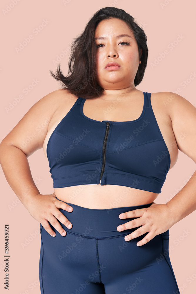 Body positivity curvy woman sportswear outfit