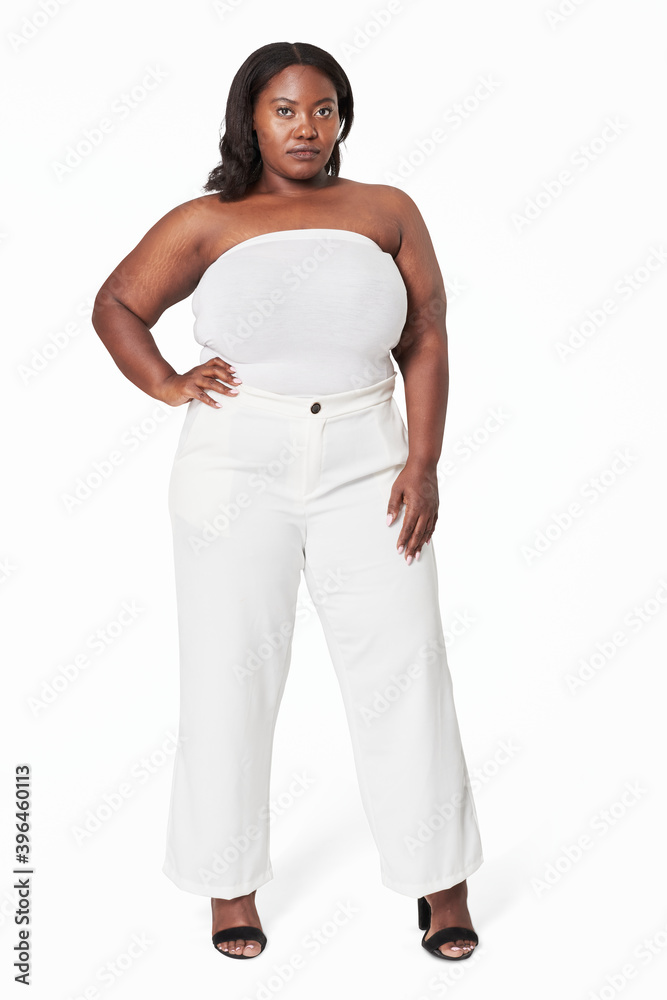 Body positivity curvy woman posing confident mockup