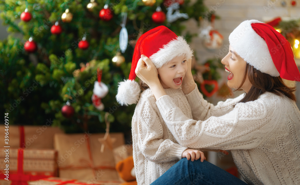 family celebrating Christmas