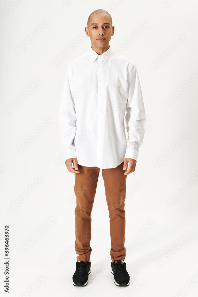 Man in white long sleeves shirt mockup