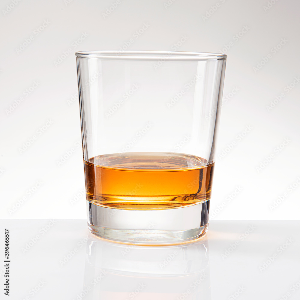 Whiskey served neat in a glass