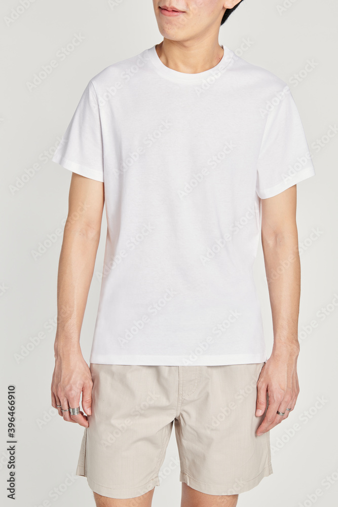 Man in white tee mockup