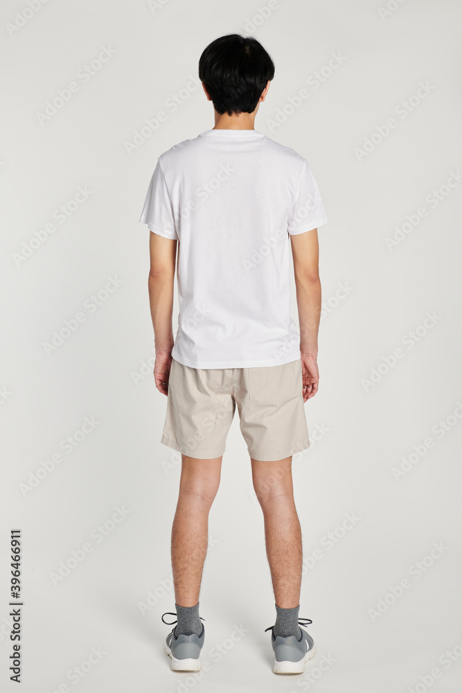 Asian man in a white t-shirt mockup