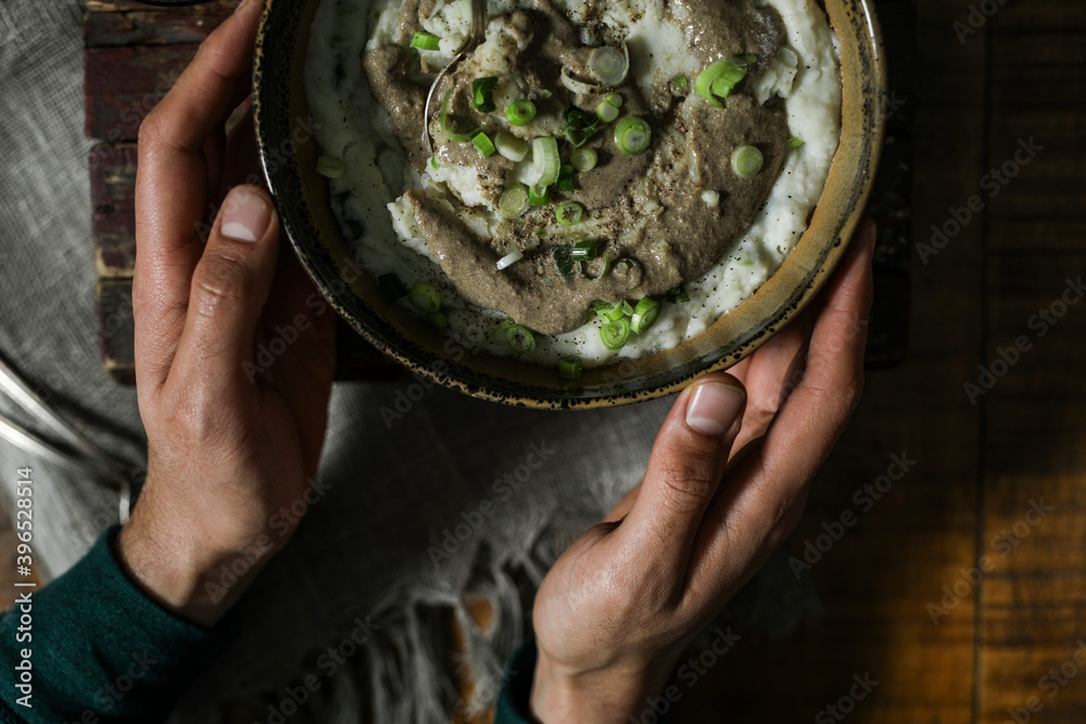 Vegan mashed potato served in a bowl