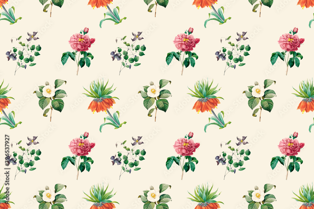 Hand drawn floral wallpaper illustration