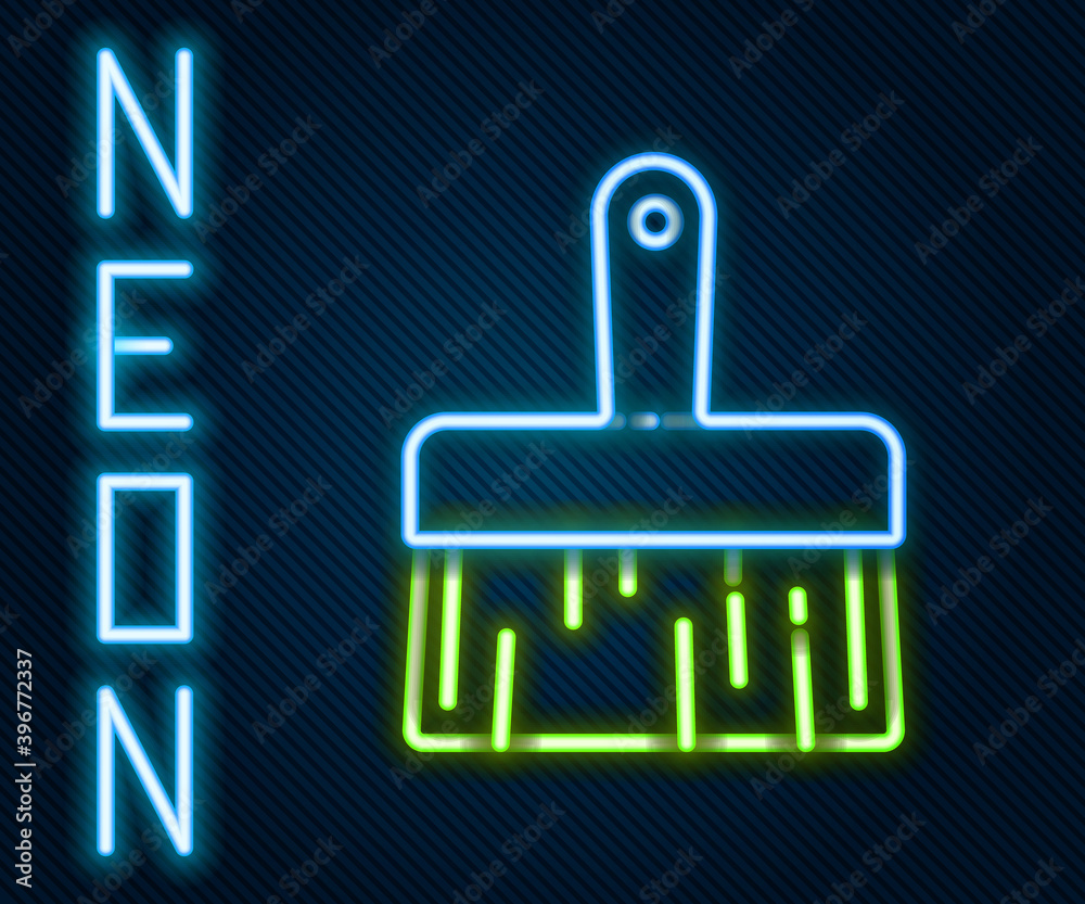 Glowing neon line Paint brush icon isolated on black background. Colorful outline concept. Vector Il