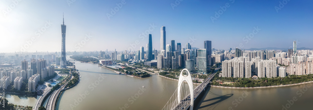 Aerial photography China Guangzhou modern city architecture landscape skyline