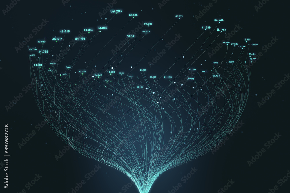 富有创意的大数据和数字线路形成花朵。