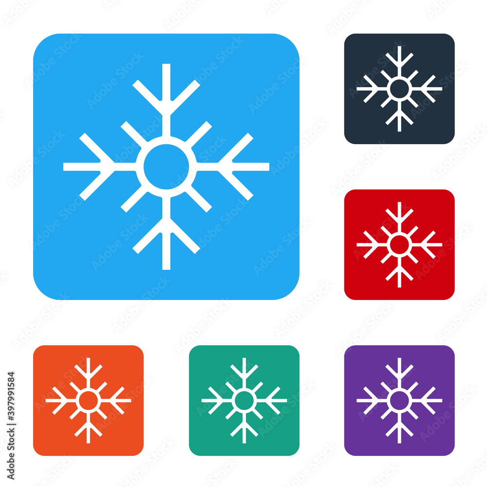 White Snowflake icon isolated on white background. Merry Christmas and Happy New Year. Set icons in 