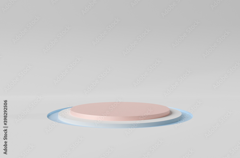 Stage podium background. Mockup of empty circular platform. Abstract geometric pedestral. 3D renderi