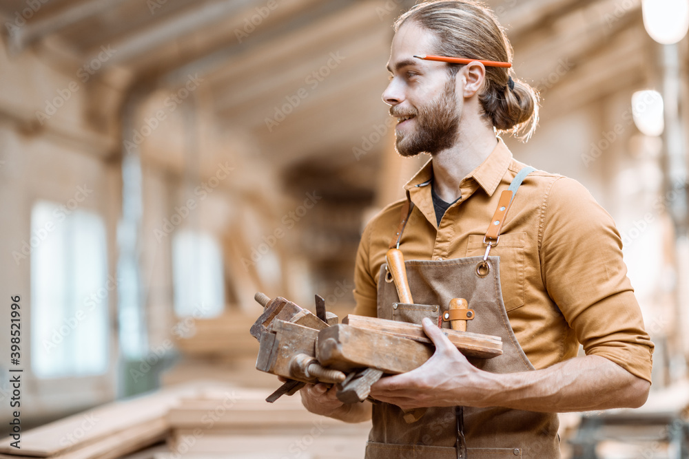 Carpenter with working tools